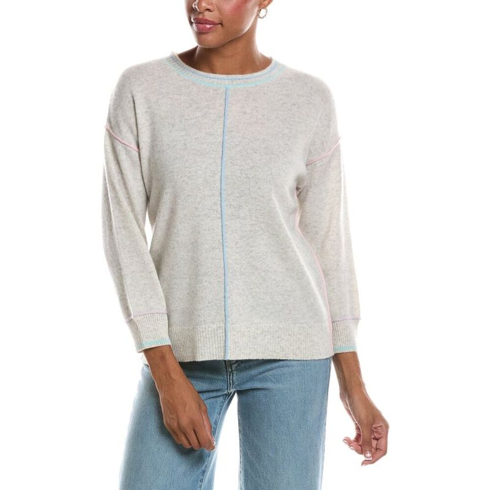 Incashmere Womens  3/4-Sleeve 100% Cashmere Pullover, Grey